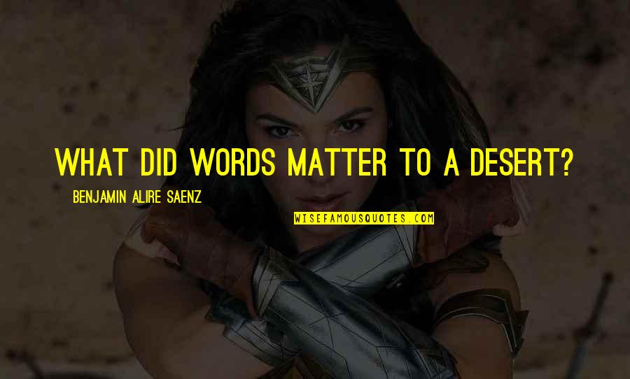 Benjamin Saenz Quotes By Benjamin Alire Saenz: What did words matter to a desert?
