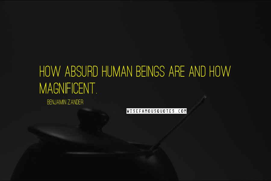 Benjamin Zander quotes: How absurd human beings are and how magnificent.