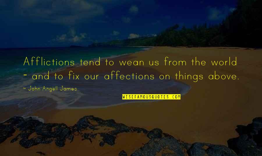 Bennatis Martial Arts Quotes By John Angell James: Afflictions tend to wean us from the world Bennatis Martial Arts Quotes By John Angell James: Afflictions tend to wean us from the world