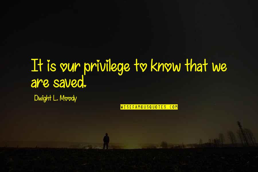 Bennett Reimer Quotes By Dwight L. Moody: It is our privilege to know that we