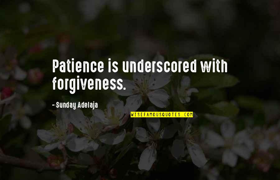 Bennett Trucking Quotes By Sunday Adelaja: Patience is underscored with forgiveness.
