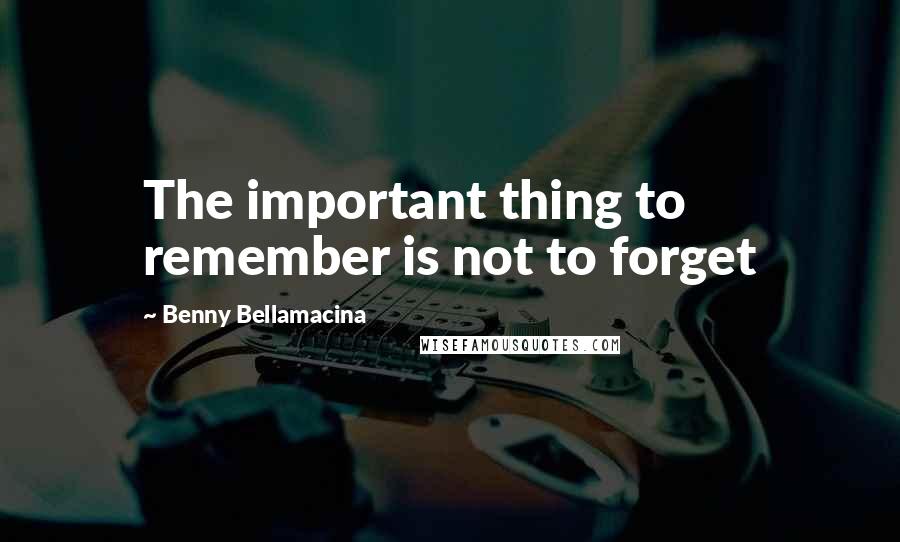 Benny Bellamacina quotes: The important thing to remember is not to forget