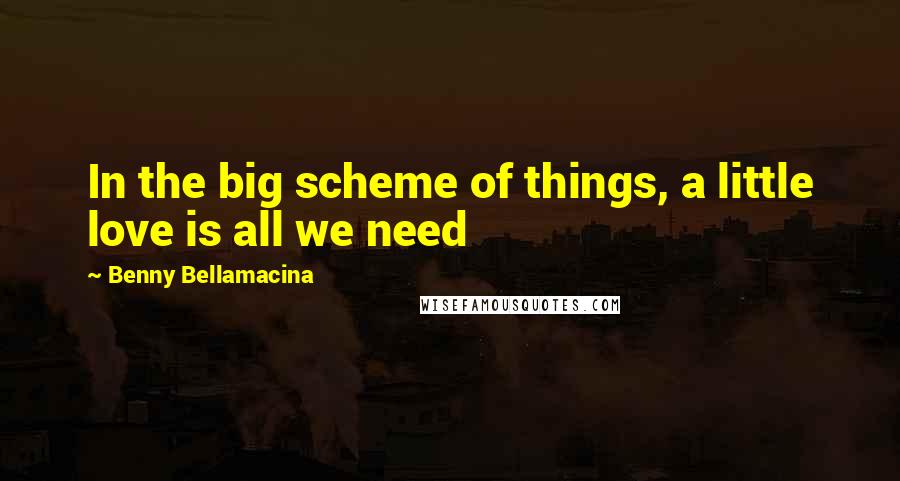 Benny Bellamacina quotes: In the big scheme of things, a little love is all we need