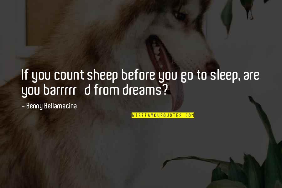 Benny Quotes By Benny Bellamacina: If you count sheep before you go to
