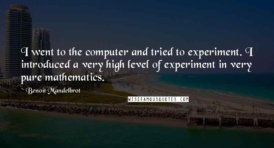 Benoit Mandelbrot quotes: I went to the computer and tried to experiment. I introduced a very high level of experiment in very pure mathematics.
