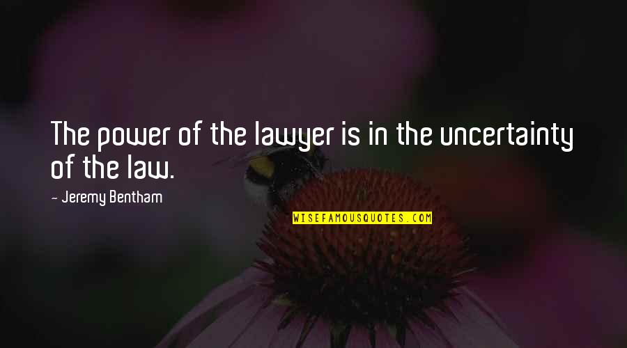 Bentham Quotes By Jeremy Bentham: The power of the lawyer is in the