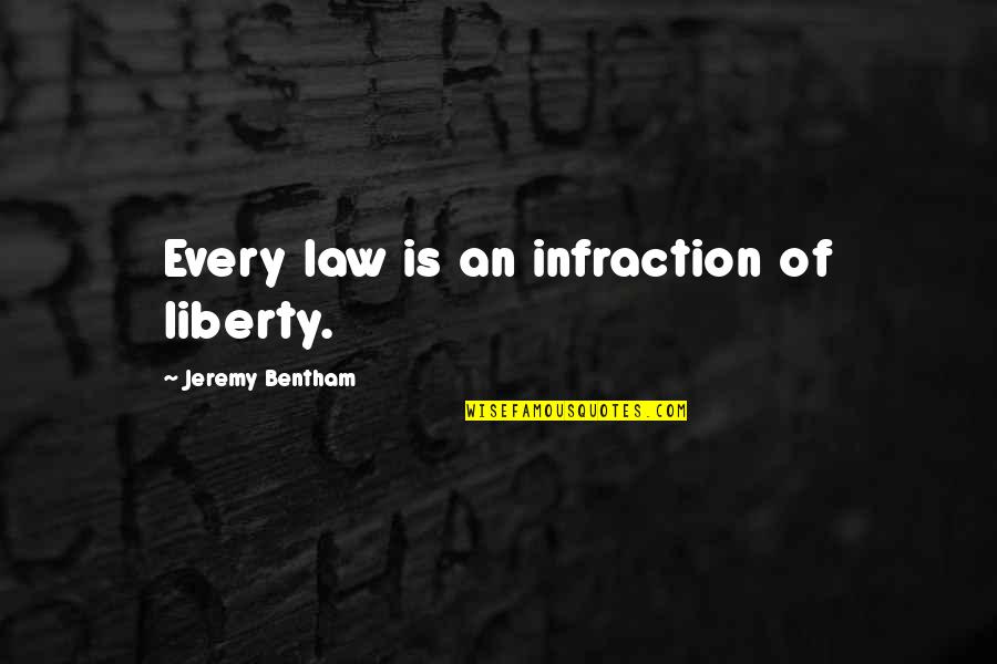 Bentham Quotes By Jeremy Bentham: Every law is an infraction of liberty.