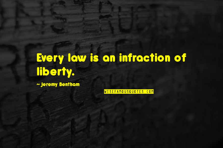 Bentham's Quotes By Jeremy Bentham: Every law is an infraction of liberty.