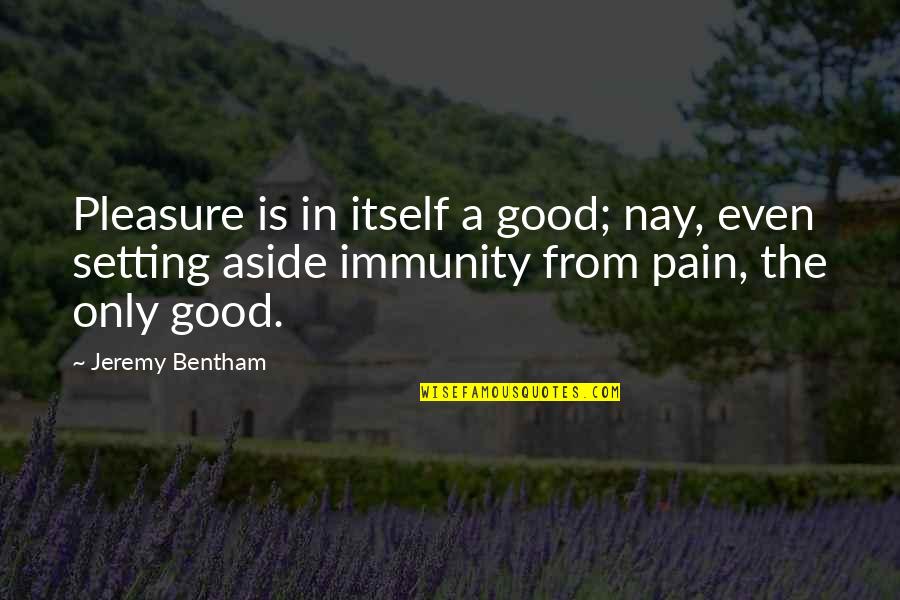 Bentham's Quotes By Jeremy Bentham: Pleasure is in itself a good; nay, even
