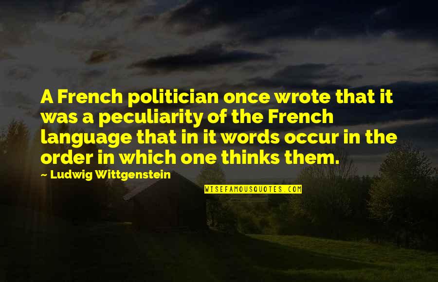 Benthausen Quotes By Ludwig Wittgenstein: A French politician once wrote that it was