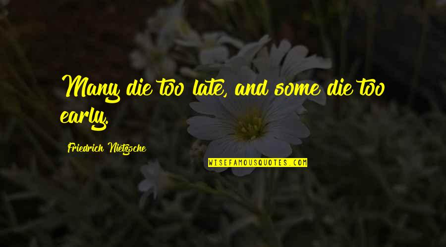 Bentinck Street Quotes By Friedrich Nietzsche: Many die too late, and some die too Bentinck Street Quotes By Friedrich Nietzsche: Many die too late, and some die too
