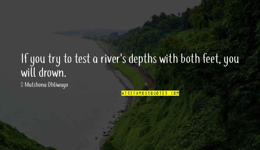 Benyus Biomimicry Quotes By Matshona Dhliwayo: If you try to test a river's depths