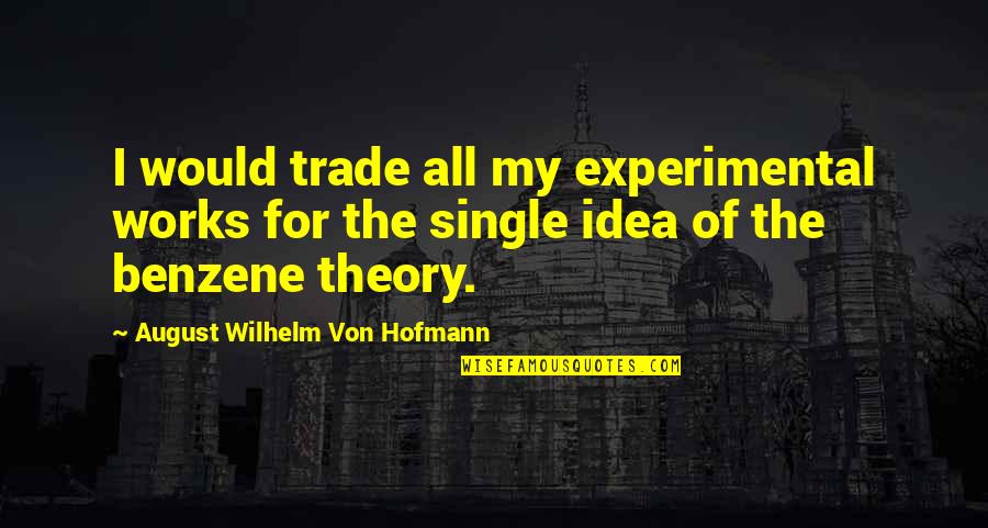 Benzene Quotes By August Wilhelm Von Hofmann: I would trade all my experimental works for