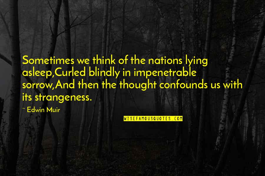 Benzene Quotes By Edwin Muir: Sometimes we think of the nations lying asleep,Curled