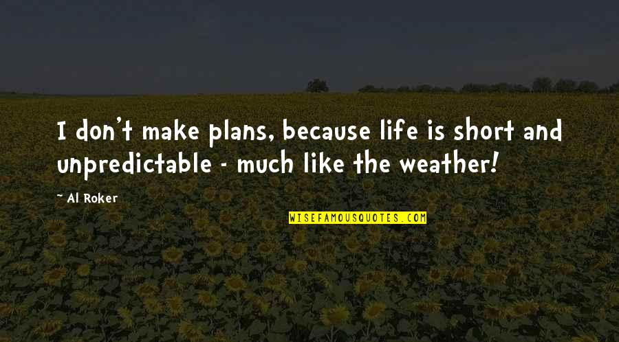 Beowulf Glorified Quotes By Al Roker: I don't make plans, because life is short