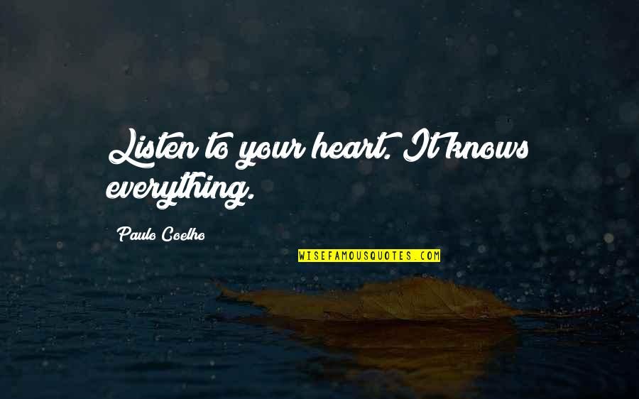 Beppe Wolgers Quotes By Paulo Coelho: Listen to your heart. It knows everything. Beppe Wolgers Quotes By Paulo Coelho: Listen to your heart. It knows everything.