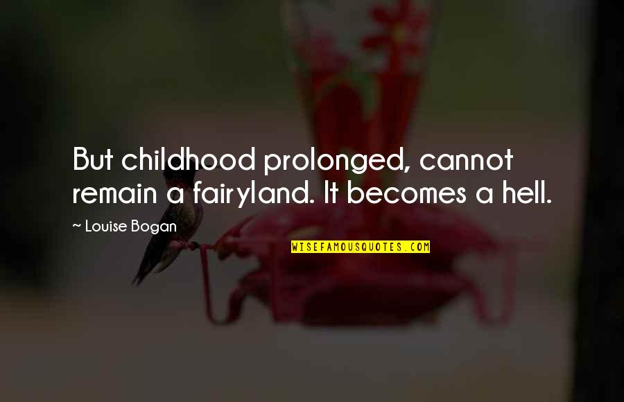 Ber Nycaf Quotes By Louise Bogan: But childhood prolonged, cannot remain a fairyland. It