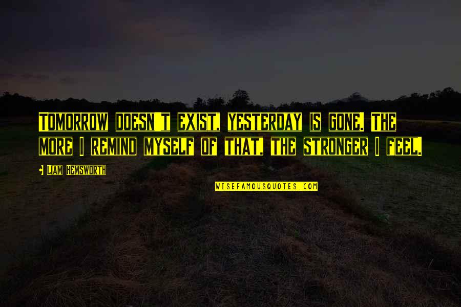 Beradaptasi Dengan Quotes By Liam Hemsworth: Tomorrow doesn't exist, yesterday is gone. The more