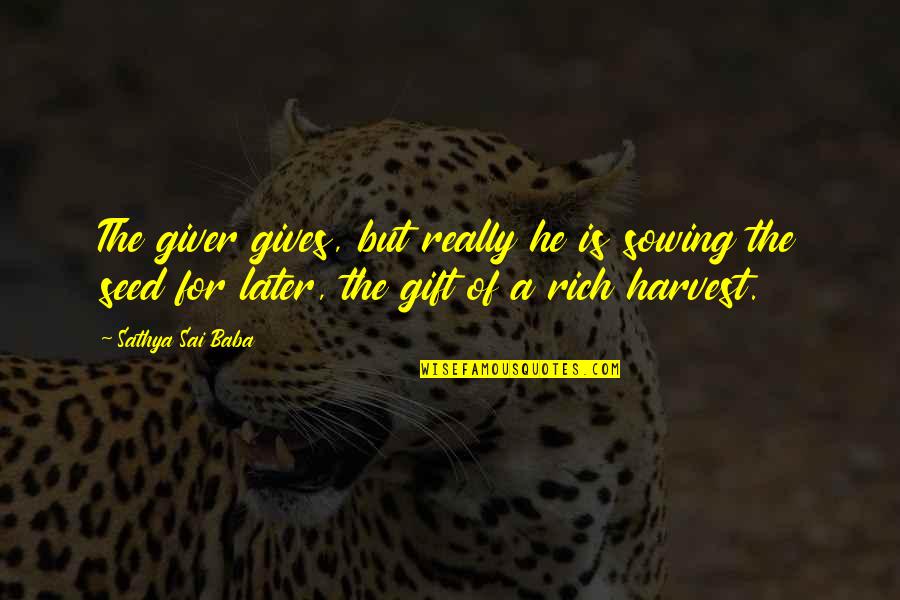 Berasategui Y Quotes By Sathya Sai Baba: The giver gives, but really he is sowing Berasategui Y Quotes By Sathya Sai Baba: The giver gives, but really he is sowing