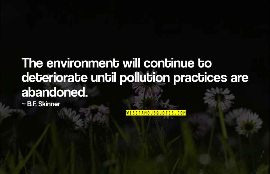 Berbuatlah Baik Quotes By B.F. Skinner: The environment will continue to deteriorate until pollution