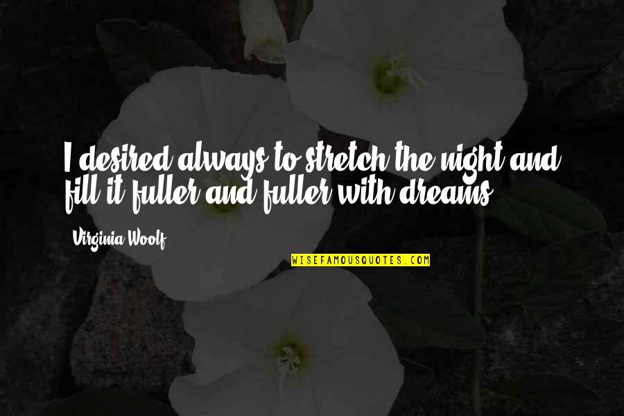 Berceau Quotes By Virginia Woolf: I desired always to stretch the night and