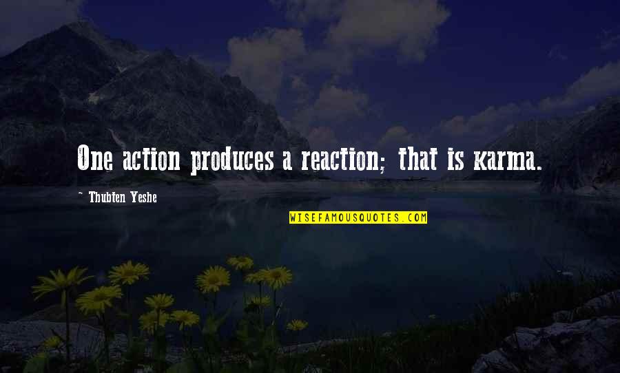 Berdasarkan Subyek Quotes By Thubten Yeshe: One action produces a reaction; that is karma.