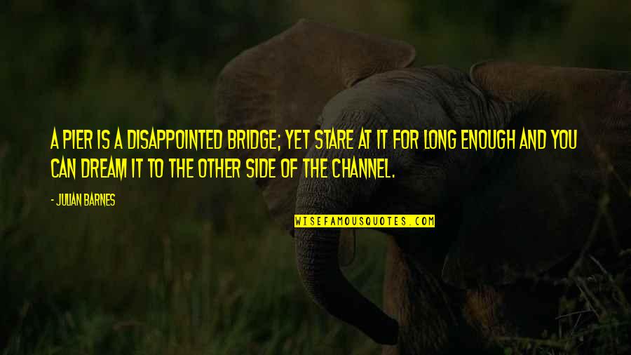 Bereavement Fare Quotes By Julian Barnes: A pier is a disappointed bridge; yet stare