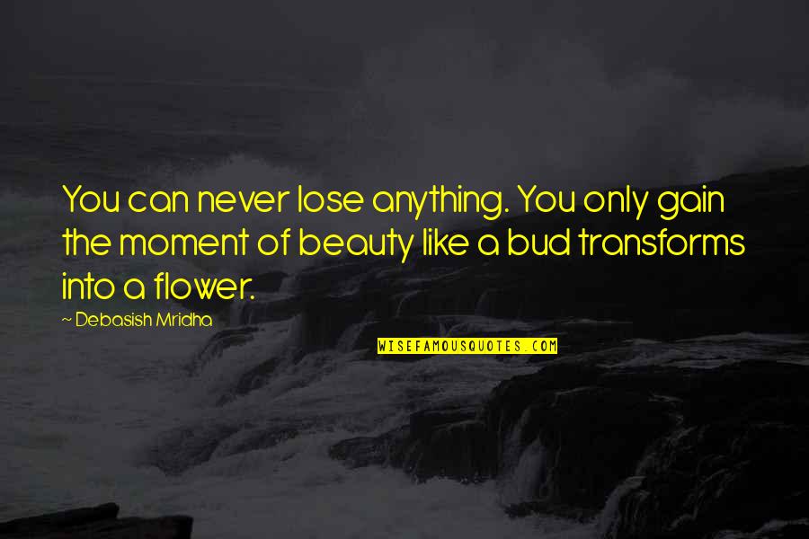 Bereaves Quotes By Debasish Mridha: You can never lose anything. You only gain