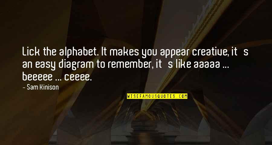 Bereft Novel Quotes By Sam Kinison: Lick the alphabet. It makes you appear creative,