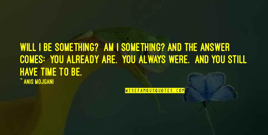 Bergan Travel Quotes By Anis Mojgani: Will I be something? Am I something? And