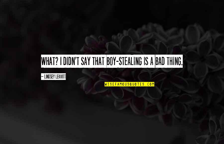 Bergeming Artinya Quotes By Lindsey Leavitt: What? I didn't say that boy-stealing is a