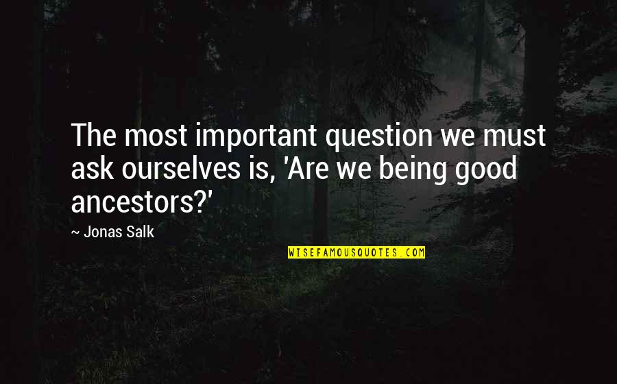 Bergeres Style Quotes By Jonas Salk: The most important question we must ask ourselves