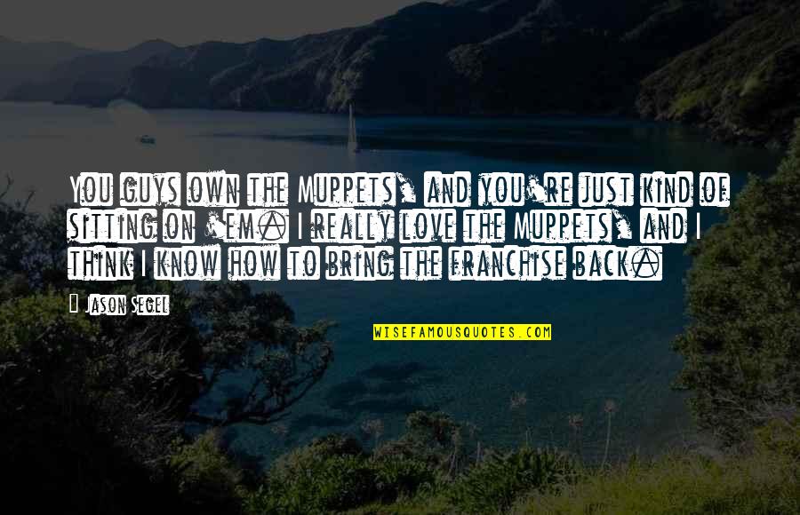 Berggruen Boetti Quotes By Jason Segel: You guys own the Muppets, and you're just Berggruen Boetti Quotes By Jason Segel: You guys own the Muppets, and you're just