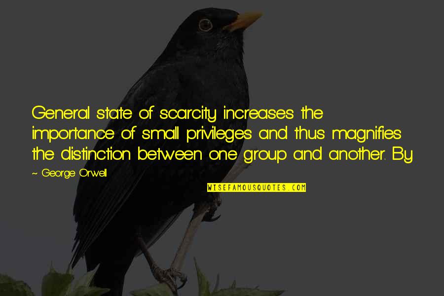 Berghorn Ski Quotes By George Orwell: General state of scarcity increases the importance of Berghorn Ski Quotes By George Orwell: General state of scarcity increases the importance of