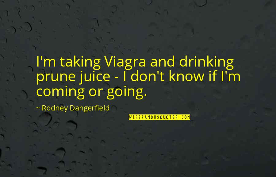 Bergmans Veterinary Quotes By Rodney Dangerfield: I'm taking Viagra and drinking prune juice -