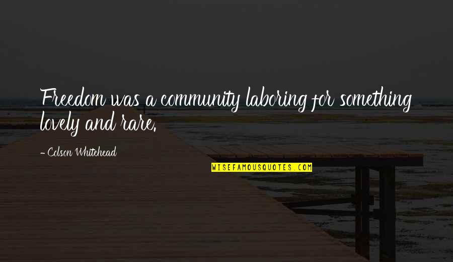 Bergumul Kbbi Quotes By Colson Whitehead: Freedom was a community laboring for something lovely