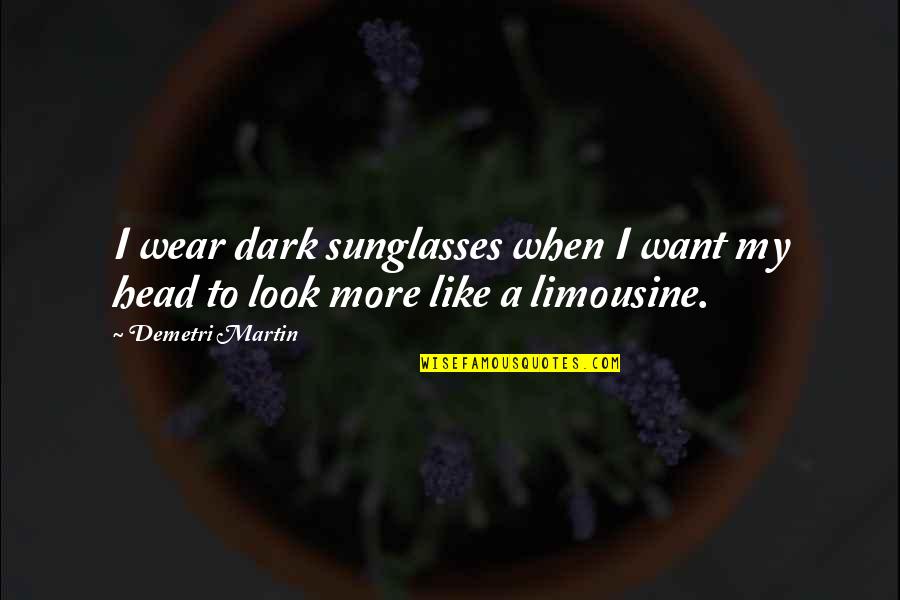 Bergvall Drift Quotes By Demetri Martin: I wear dark sunglasses when I want my
