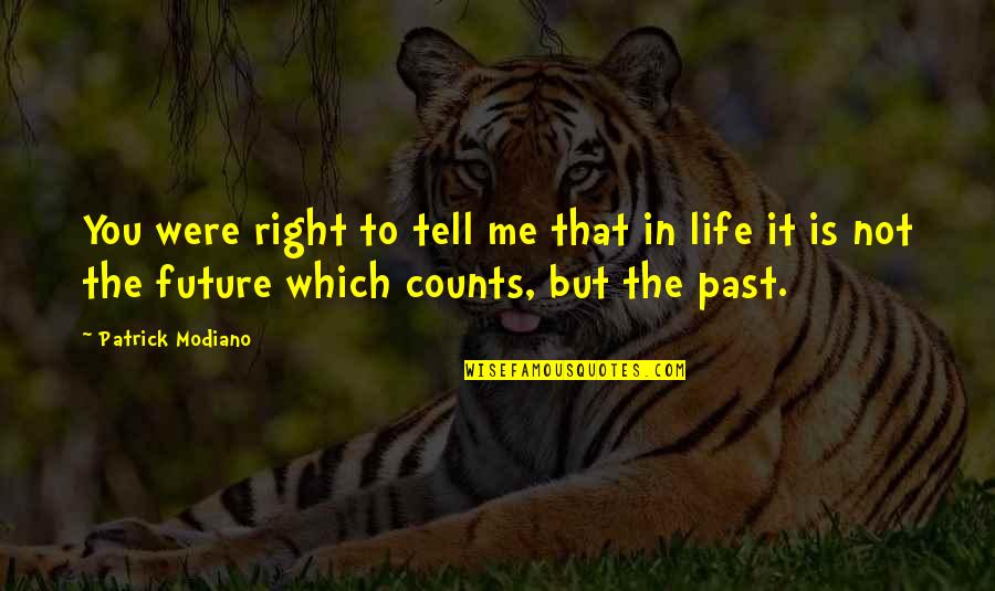 Berinfell Quotes By Patrick Modiano: You were right to tell me that in Berinfell Quotes By Patrick Modiano: You were right to tell me that in