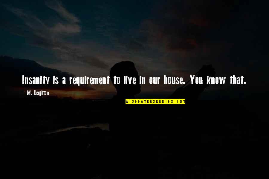 Berkelana Pilek Quotes By M. Leighton: Insanity is a requirement to live in our
