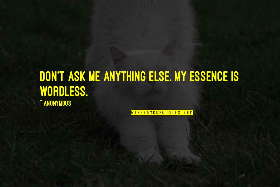 Berkheimer Quotes By Anonymous: Don't ask me anything else. My essence is