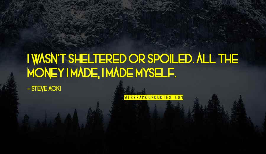 Berlaud Etchings Quotes By Steve Aoki: I wasn't sheltered or spoiled. All the money