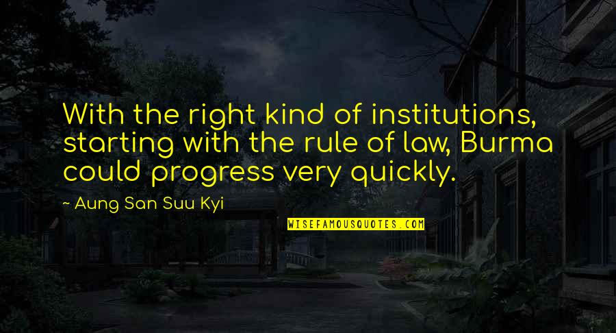 Berliana Shofie Quotes By Aung San Suu Kyi: With the right kind of institutions, starting with