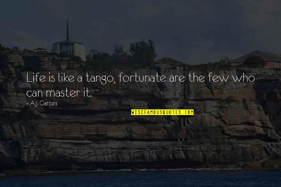 Berloiz Quotes By A.J. Garces: Life is like a tango, fortunate are the