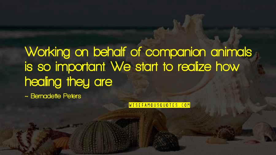 Bernadette Quotes By Bernadette Peters: Working on behalf of companion animals is so Bernadette Quotes By Bernadette Peters: Working on behalf of companion animals is so