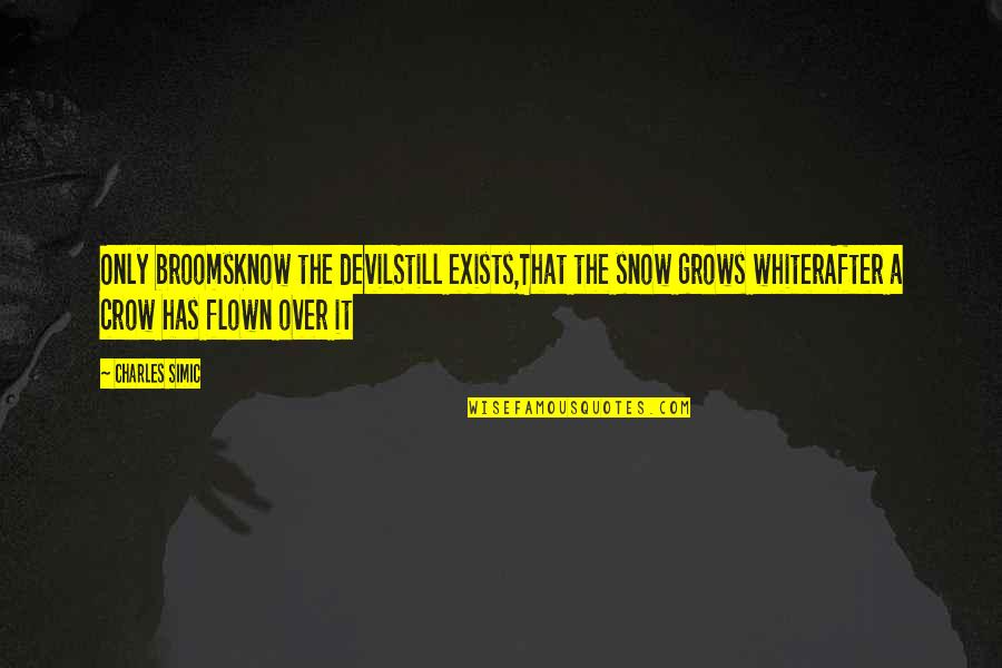 Bernadette Rostenkowski Quotes By Charles Simic: Only broomsKnow the devilStill exists,That the snow grows Bernadette Rostenkowski Quotes By Charles Simic: Only broomsKnow the devilStill exists,That the snow grows