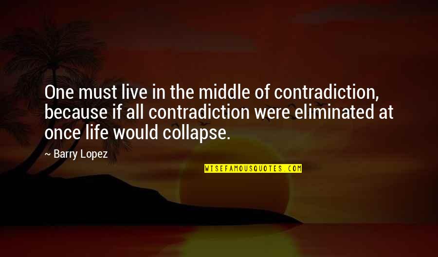 Bernapas Lewat Quotes By Barry Lopez: One must live in the middle of contradiction,