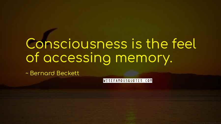 Bernard Beckett quotes: Consciousness is the feel of accessing memory.