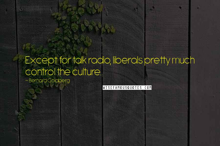 Bernard Goldberg quotes: Except for talk radio, liberals pretty much control the culture.