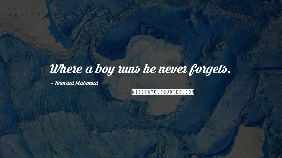 Bernard Malamud quotes: Where a boy runs he never forgets.
