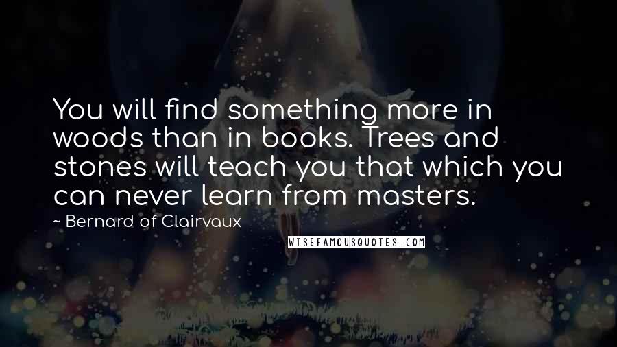 Bernard Of Clairvaux quotes: You will find something more in woods than in books. Trees and stones will teach you that which you can never learn from masters.